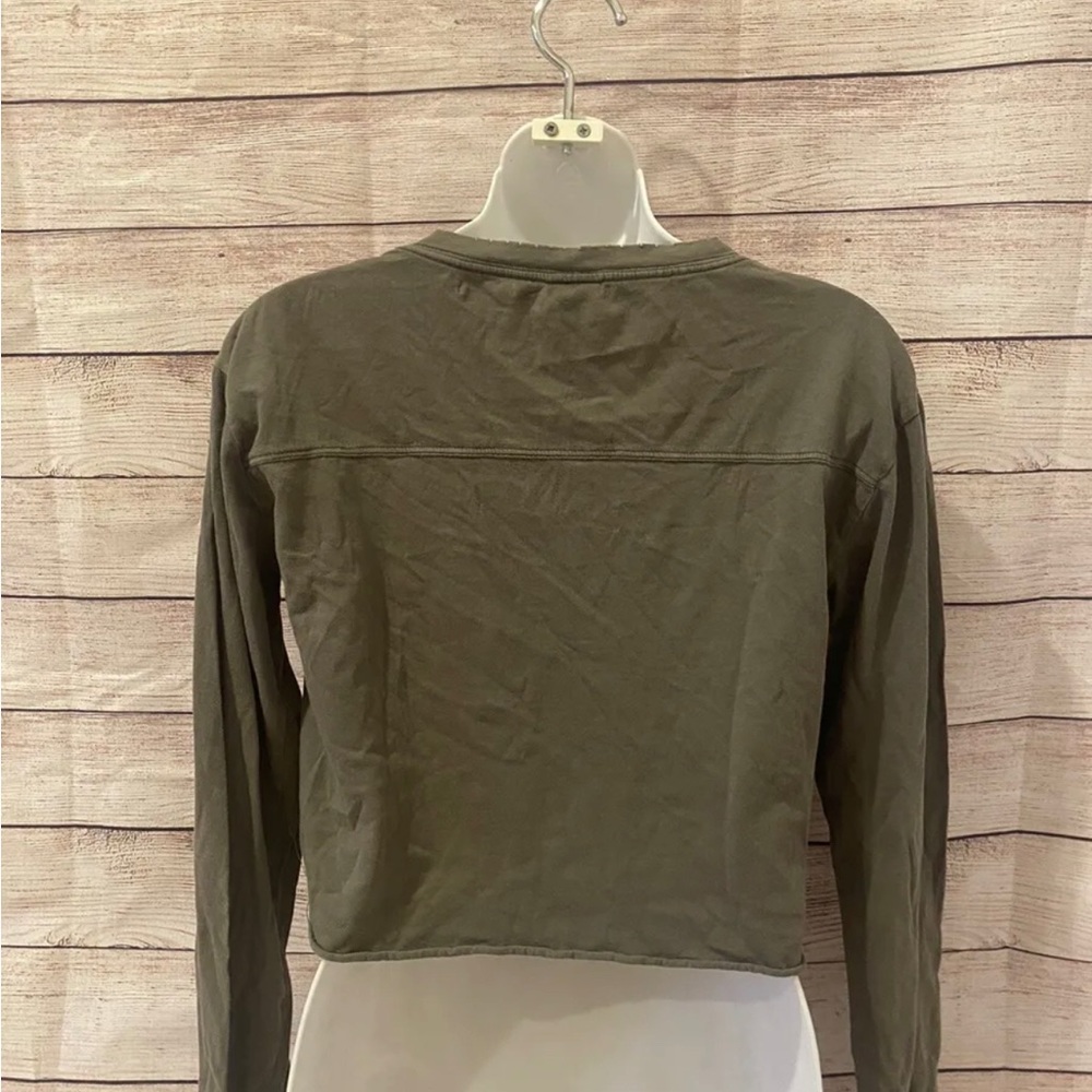 Victoria secret pink sz Xs army green crop top long sleeves top shirt - Picture 2 of 3